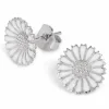 12 mm marguerit øreringe i rhodineret sølv - Marie