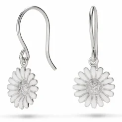 10 mm marguerit øreringe i rhodineret sølv - Matilda