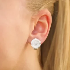 14 mm marguerit øreringe i sølv - Matilda