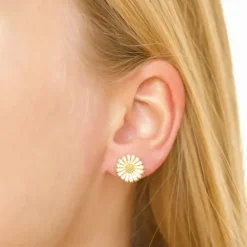 12 mm marguerit ørestikker i forgyldt sølv - Marie