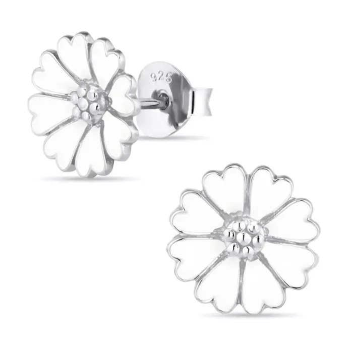 11 mm marguerit ørestikker i sølv - Magda