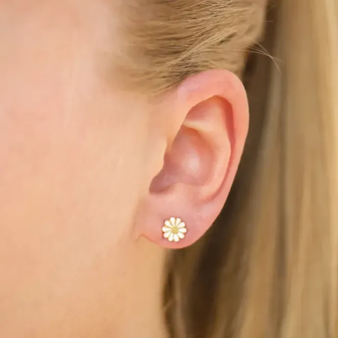 6,5 mm marguerit ørestikker i forgyldt sølv - Maggie