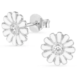 8,5 mm marguerit zirkon øreringe i sølv - Maggie