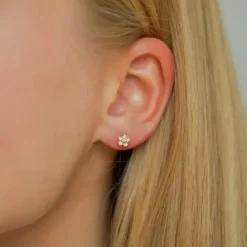 5,5-6 mm marguerit zirkon ørestikker i forgyldt sølv - Majse