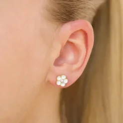 8,5 mm marguerit zirkon ørestikker i forgyldt sølv - Majse