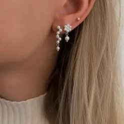2 mm Nava Lily Petite perle ørestikker i sølv