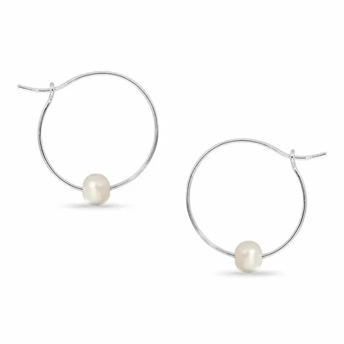 27 mm perle creoler i sølv