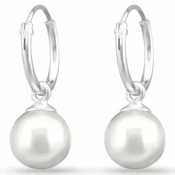 12 mm perle creoler i sølv