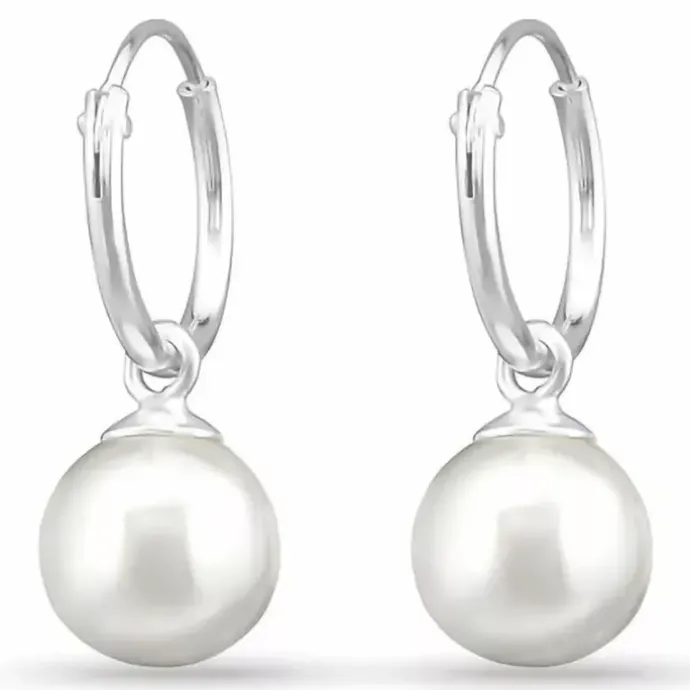 12 mm perle creoler i sølv