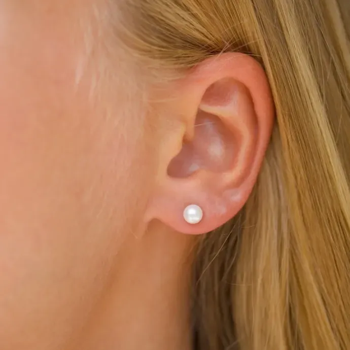 5 mm perle øreringe i 9 karat guld