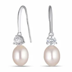 7,5-8 mm perle øreringe i sølv