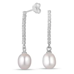7,5-8 mm perle øreringe i sølv