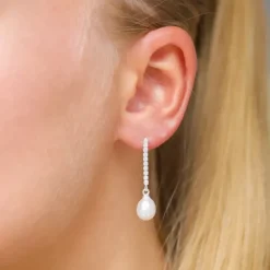 7,5-8 mm perle øreringe i sølv
