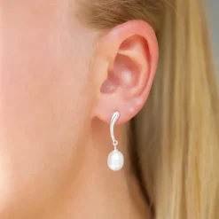 7,5-8 mm perle øreringe i sølv