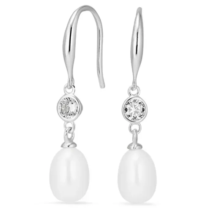 7,5-8 mm perle øreringe i sølv