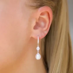 7,5-8 mm perle øreringe i sølv