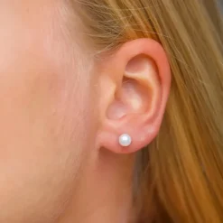 5-5,5 mm perle ørestikker i sølv