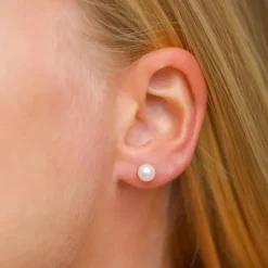 5,5-6 mm perle ørestikker i sølv