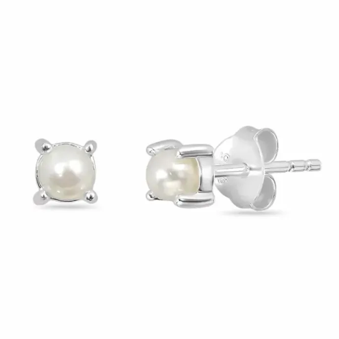 4 mm perle ørestikker i sølv