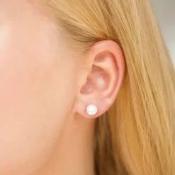 6,5-7 mm perle ørestikker i sølv