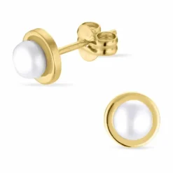 6 mm perleøreringe i 9 karat guld