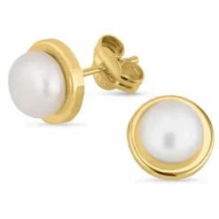 8 mm perleøreringe i 9 karat guld