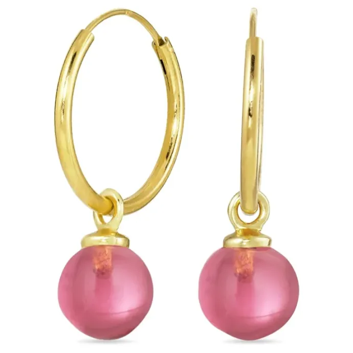 18 mm pink krystal creoler i forgyldt sølv