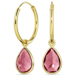 18 mm pink krystal creoler i forgyldt sølv