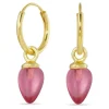 12 mm pink krystal creoler i forgyldt sølv