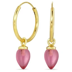 18 mm pink krystal creoler i forgyldt sølv