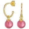 12 mm pink krystal halvcreoler i forgyldt sølv