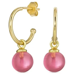 12 mm pink krystal halvcreoler i forgyldt sølv