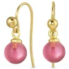 8 mm pink krystal ørekroge i forgyldt sølv