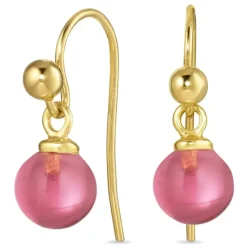 8 mm pink krystal ørekroge i forgyldt sølv