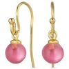 8 mm pink krystal ørekroge i forgyldt sølv