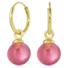12 mm pink krystal ørekroge i forgyldt sølv