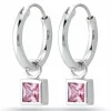 14,5 mm pink zirkon creoler i sølv