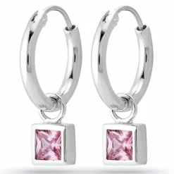 14,5 mm pink zirkon creoler i sølv