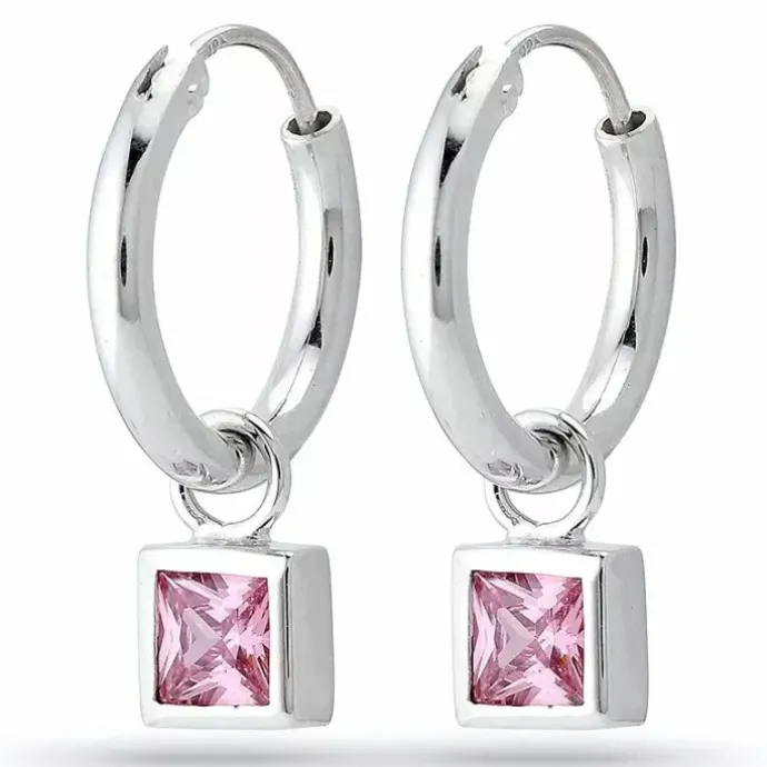 14,5 mm pink zirkon creoler i sølv