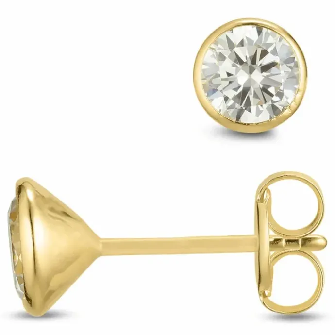 6 mm ørestikker i 9 karat guld med zirkon