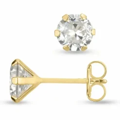 6 mm ørestikker i 9 karat guld med zirkon