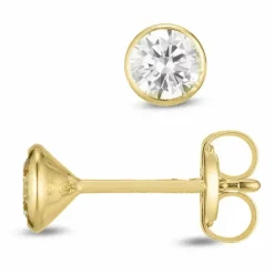 4 mm ørestikker i 9 karat guld med zirkon