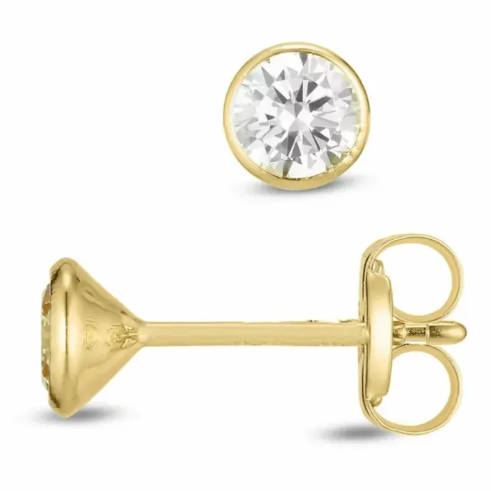 4 mm ørestikker i 9 karat guld med zirkon