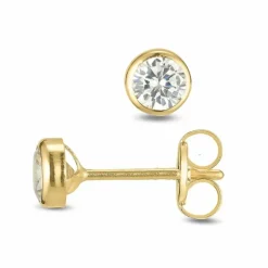 4 mm ørestikker i 9 karat guld med zirkon