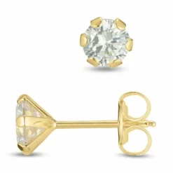 4 mm ørestikker i 9 karat guld med zirkon