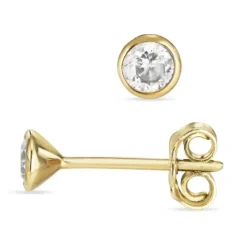 3,5 mm ørestikker i 8 karat guld med zirkon