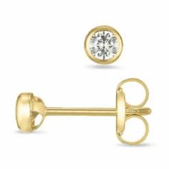 3 mm ørestikker i 9 karat guld med zirkon