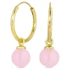 18 mm rosa krystal creoler i forgyldt sølv