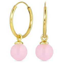 18 mm rosa krystal creoler i forgyldt sølv