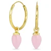18 mm rosa krystal creoler i forgyldt sølv